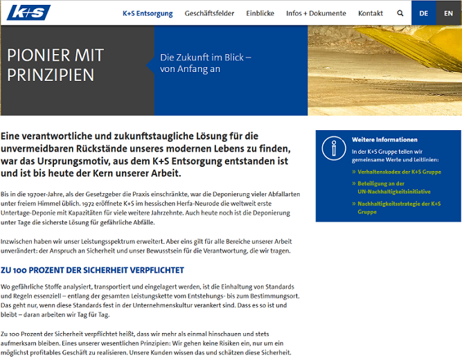 K+S Entsorgung GmbH Website Mailing Print Training