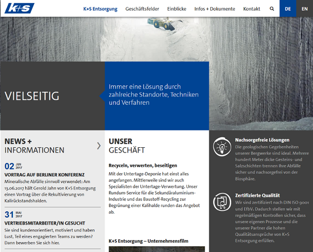 K+S Entsorgung GmbH Website Mailing Print Training